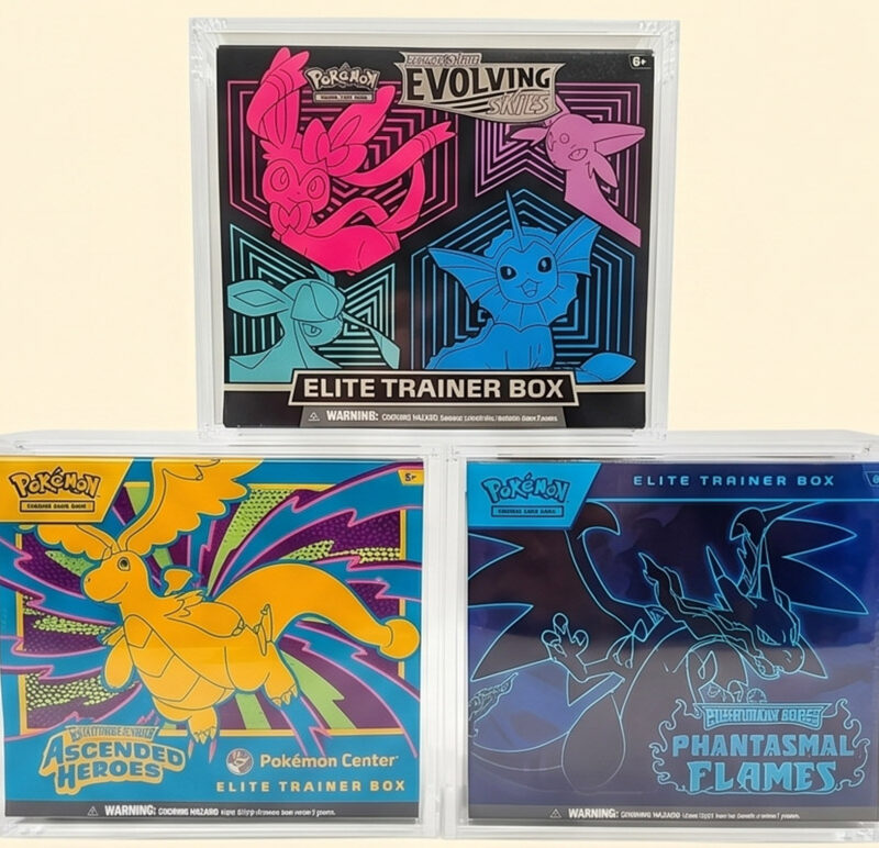 Pokemon ETB Acrylic Case Premium 8mm Thickness Protector with N52 Magnetic Lids